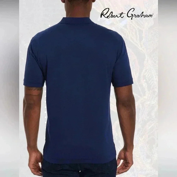 Robert Graham navy classic fit  polo shirt sz 2XL - Picture 6 of 7